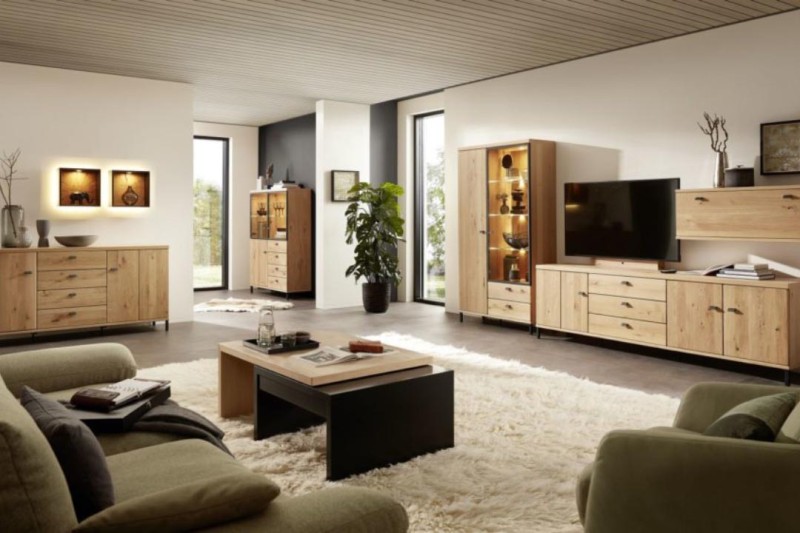 Bild von einem Wohnzimmer mit moderne Einrichtung.